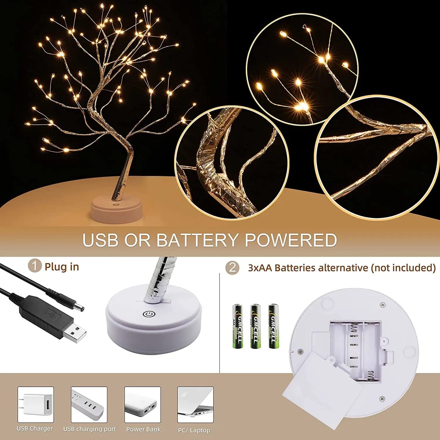 Luxe Birch Glow Tree – 108 LED Decorative Table Lamp