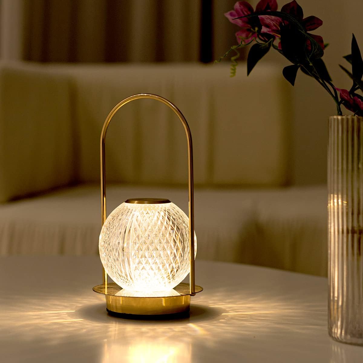 Luxe Crystal Glow Lamp – Rechargeable, Touch-Controlled & Dimmable LED Light